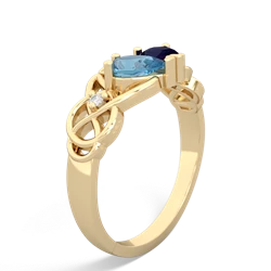 Blue Topaz 'One Heart' Celtic Knot Claddagh 14K Yellow Gold ring R5322