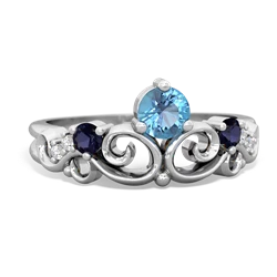 Blue Topaz Crown Keepsake 14K White Gold ring R5740