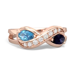 Blue Topaz Diamond Infinity 14K Rose Gold ring R5390