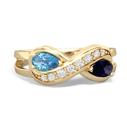 Blue Topaz Diamond Infinity 14K Yellow Gold ring R5390