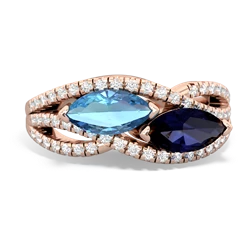 Blue Topaz Diamond Rivers 14K Rose Gold ring R3070