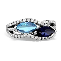 Blue Topaz Diamond Rivers 14K White Gold ring R3070