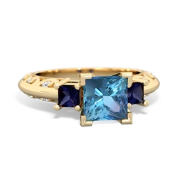 Blue Topaz Eternal Embrace Engagement 14K Yellow Gold ring C2001