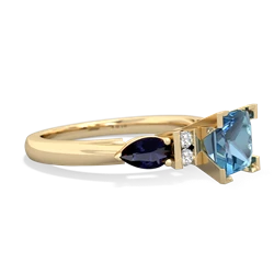 Blue Topaz 6Mm Princess Eternal Embrace Engagement 14K Yellow Gold ring C2002