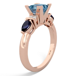 Blue Topaz 6Mm Princess Eternal Embrace Engagement 14K Rose Gold ring C2002