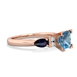 Blue Topaz 6Mm Princess Eternal Embrace Engagement 14K Rose Gold ring C2002