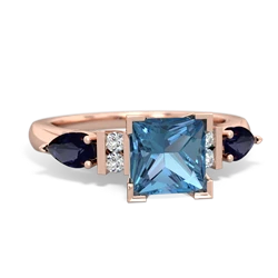 Blue Topaz 6Mm Princess Eternal Embrace Engagement 14K Rose Gold ring C2002