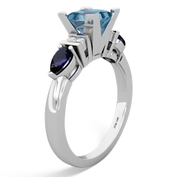 Blue Topaz 6Mm Princess Eternal Embrace Engagement 14K White Gold ring C2002