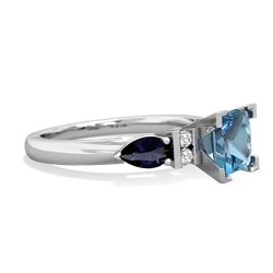 Blue Topaz 6Mm Princess Eternal Embrace Engagement 14K White Gold ring C2002