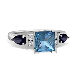 Blue Topaz 6Mm Princess Eternal Embrace Engagement 14K White Gold ring C2002