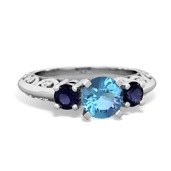 Blue Topaz Art Deco Eternal Embrace Engagement 14K White Gold ring C2003