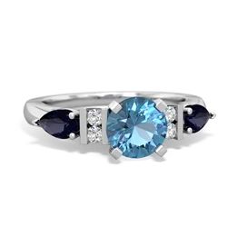 Blue Topaz 6Mm Round Eternal Embrace Engagement 14K White Gold ring R2005