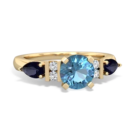 Blue Topaz 6Mm Round Eternal Embrace Engagement 14K Yellow Gold ring R2005