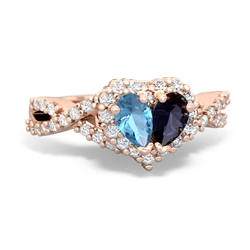 Blue Topaz Diamond Twist 'One Heart' 14K Rose Gold ring R2640HRT