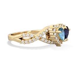 Blue Topaz Diamond Twist 'One Heart' 14K Yellow Gold ring R2640HRT