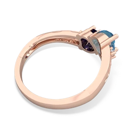 Blue Topaz Snuggling Hearts 14K Rose Gold ring R2178