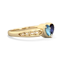 Blue Topaz Filligree 'One Heart' 14K Yellow Gold ring R5070