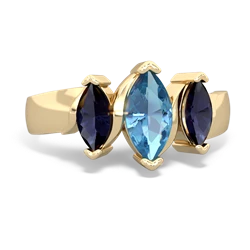 Blue Topaz Three Peeks 14K Yellow Gold ring R2433