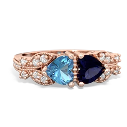 Blue Topaz Diamond Butterflies 14K Rose Gold ring R5601