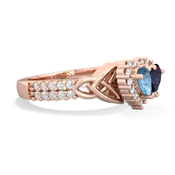 Blue Topaz Celtic Knot Two Hearts As One 14K Rose Gold ring R2644HRT