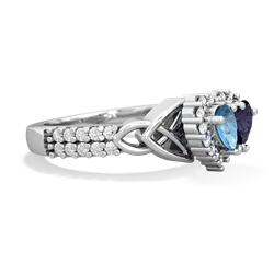 Blue Topaz Celtic Knot Two Hearts As One 14K White Gold ring R2644HRT