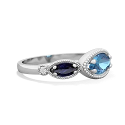 Blue Topaz Milgrain Marquise 14K White Gold ring R5700