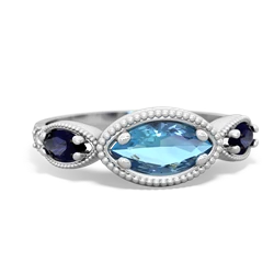 Blue Topaz Milgrain Marquise 14K White Gold ring R5700