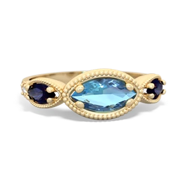 Blue Topaz Milgrain Marquise 14K Yellow Gold ring R5700