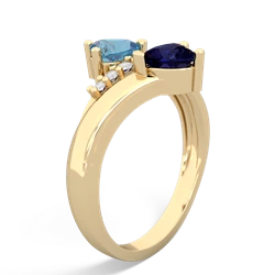 Blue Topaz Heart To Heart 14K Yellow Gold ring R2064