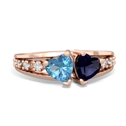 Blue Topaz Heart To Heart 14K Rose Gold ring R3342