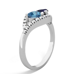 Blue Topaz Mother And Child 14K White Gold ring R3010