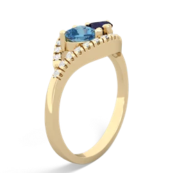 Blue Topaz Mother And Child 14K Yellow Gold ring R3010