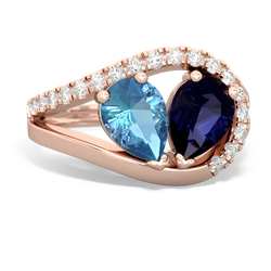 Blue Topaz Nestled Heart Keepsake 14K Rose Gold ring R5650