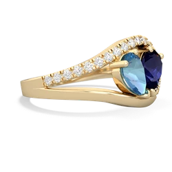 Blue Topaz Nestled Heart Keepsake 14K Yellow Gold ring R5650