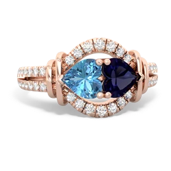 Blue Topaz Art-Deco Keepsake 14K Rose Gold ring R5630