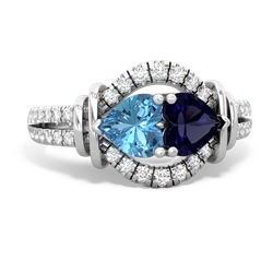 Blue Topaz Art-Deco Keepsake 14K White Gold ring R5630