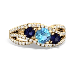 Blue Topaz Three Stone Aurora 14K Yellow Gold ring R3080