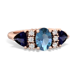 Blue Topaz Antique Style Three Stone 14K Rose Gold ring R2186