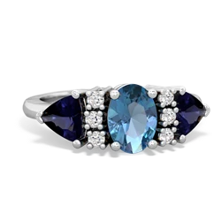 Blue Topaz Antique Style Three Stone 14K White Gold ring R2186