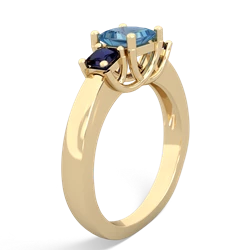 Blue Topaz Three Stone Trellis 14K Yellow Gold ring R4015