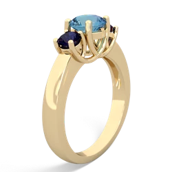 Blue Topaz Three Stone Round Trellis 14K Yellow Gold ring R4018