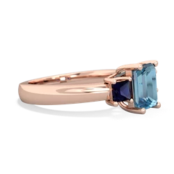 Blue Topaz Three Stone Emerald-Cut Trellis 14K Rose Gold ring R4021