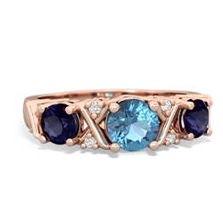 Blue Topaz Hugs And Kisses 14K Rose Gold ring R5016