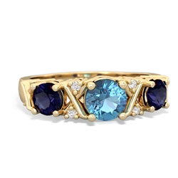 Blue Topaz Hugs And Kisses 14K Yellow Gold ring R5016