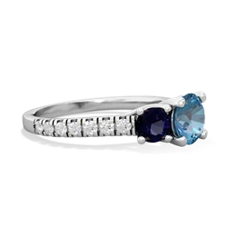 Blue Topaz Pave Trellis 14K White Gold ring R5500