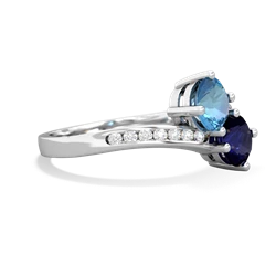 Blue Topaz Channel Set Two Stone 14K White Gold ring R5303