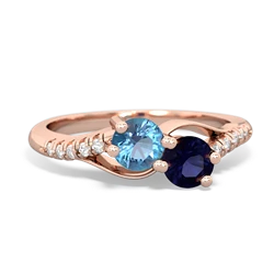 Blue Topaz Infinity Pave Two Stone 14K Rose Gold ring R5285