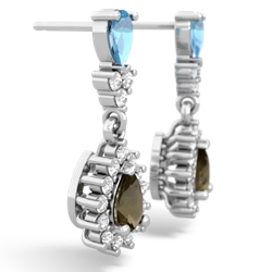 Blue Topaz Halo Pear Dangle 14K White Gold earrings E1882