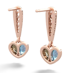 Blue Topaz Filligree Heart 14K Rose Gold earrings E5070