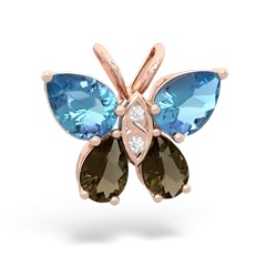 Blue Topaz Butterfly 14K Rose Gold pendant P2215